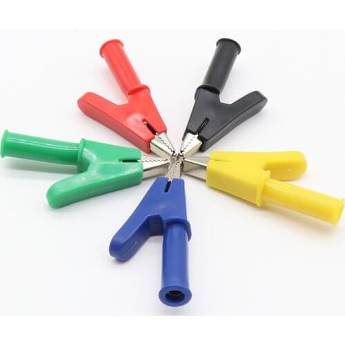 Cleqee P2002 2PCS 5 Color 380V 20A Crocodile Alligator Clips Safety Test folders For 4mm Banana Plugs