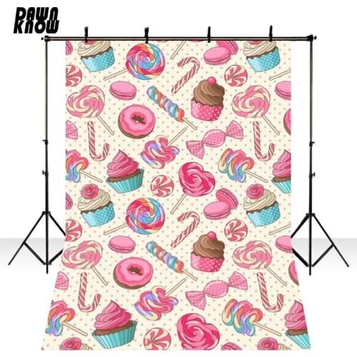 DAWNKNOW Cartoon Cake Candy Photography Background Photocall Baby Photo Shoot Lollipop Backdrops For Children lv825