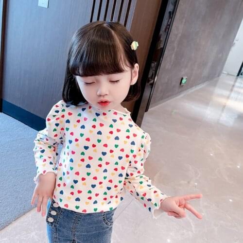 T-shirts For Girls Heart Pattern T-shirt Girl Casual Style T-shirt Kids Spring Autumn Childrens Clothing Girl