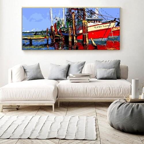 GATYZTORY 60x120cm Frame Boat DIY Painting By Numbers Landscape Acrylic Paint By Numbers Large Size For Living Room Home Decors