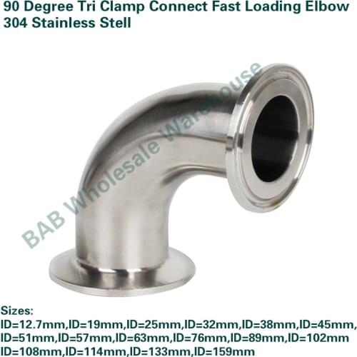 90 Degree Fast Loading Elbow Pipe Fitting Hygienic grade Tri Clamp Connect 304 Stainless Steel Sanitary Ferrule For Homebrew