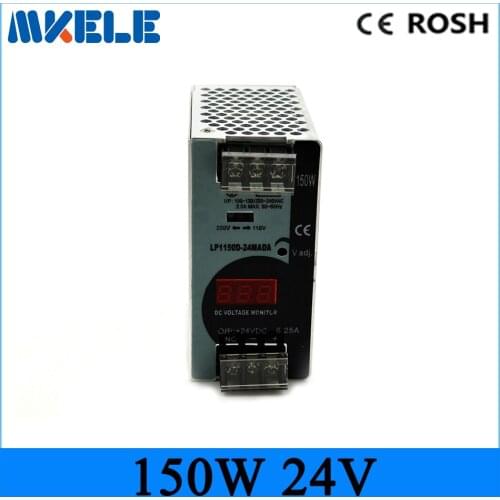 150w 24v 6.25a Mini size ac-dc Switching power supply Din Rail power supply LP-150-24 with Digital display for LED Strip light