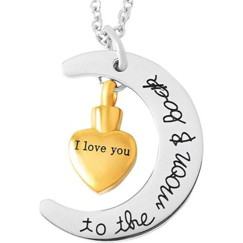 Customized DIY Moon Star Cremation Urn Pendant Necklace Classic Memorial Ash Keepsake Fashion Jewelry Wholesale or Retail