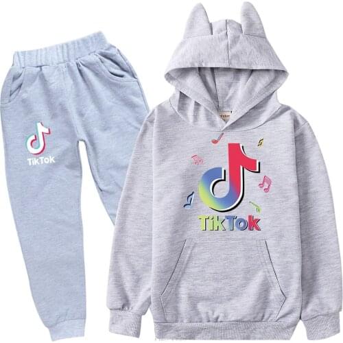 TIK TOK Spring Autumn Various Colors Boys Girls Kids Hoodie + Pants 2pcs Clothing Set Sweatshirt Trousers Hoody Clothes