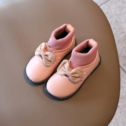 Autumn Winter Girls Bow Tie Short Boots Kids Fashion Shoes Baby Soft Leather Bottom Boots Children Fashion Shoes