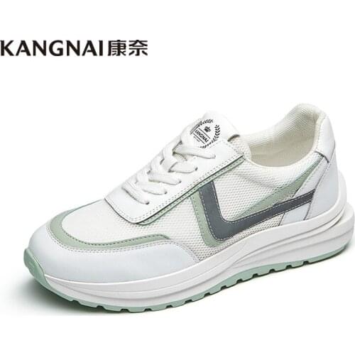 KANGNAI Sneakers Women Shoes Chunky Flat Platform Lace-Up Air Mesh Sports Running Breathable Ladies Casual Shoes