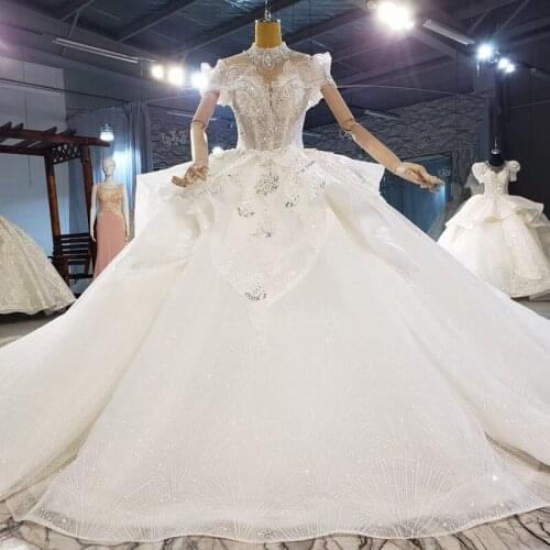 Lace Appliques Ball Gown Wedding Dresses Beaded Bridal Gowns 2021 Bandage Back Formal Long Vestidos De Mariee Middle East Style