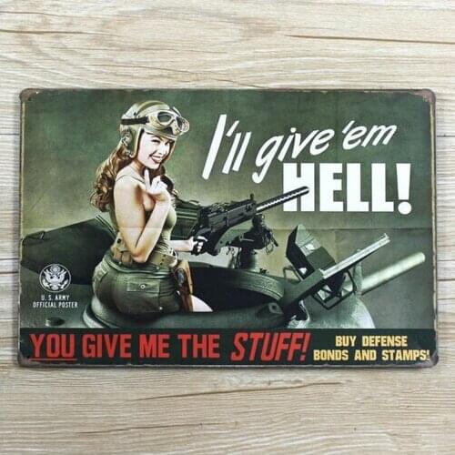 I'll Give'em Hell Metal Tin Signs Rusted Poster Home Pub Bar Wall Decor 20x30CM