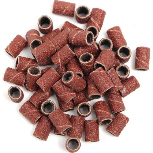 100Pcs 80# 120# 180# Drum Sanding Kit Nail Drill Bits Tools Rubber Mandrels Accessories Shank Rotary Tools Abrasive