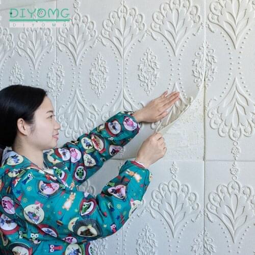 New 3D Self-Adhesive Wall Stickers PVC Waterproof Embossed Wallpaper for Living Room Bedroom Kids Room Foam Wall Stickers Panels
