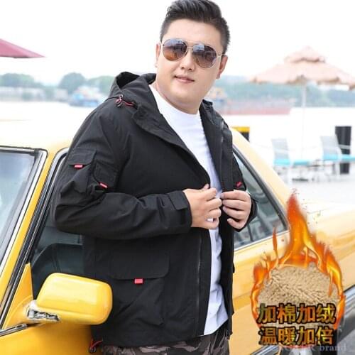 Autumn and winter tide fat mens jacket plus fat plus size plus velvet thickening loose fat fat man tooling jacket 140kg8xl