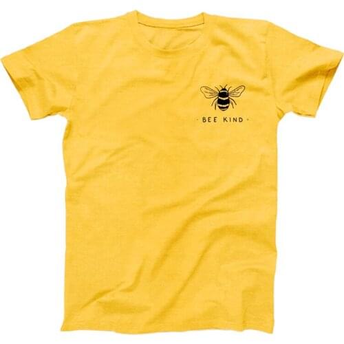 Bee Kind Letter Print Women Graphic T Shirt Pocket Print 90s Grunge T-shirt Save The Bees Cottton Causal O-Neck Tops Drop Ship