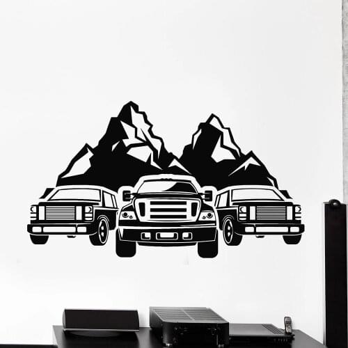Adventure Wall Decal Cars Rover Mountains Wildlife Travel Art Wallpaper Vinyl Window Stickers Mural Man Cave Garage Decor Q482