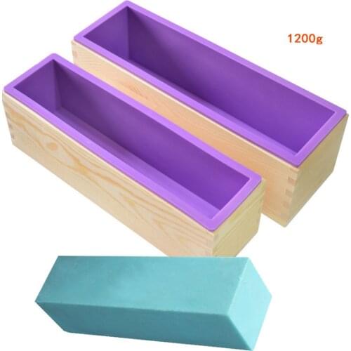 1200g/900g Rectangle Silicone Soap Making Mold Wooden Box Handmade Craft Soap Mould Toast Cake Loaf Mold Baking Kitchen Tools