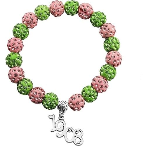 Handmade Adjustable Disco Ball Pink Green Beads Bracelets Founded 1908 Bracelet Gifts