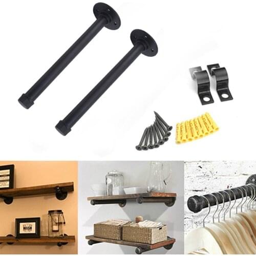 Retro Black Iron Industrial Pipe Shelf Bracket Mounting Bracket Holder Storage Holders Racks Home Decor