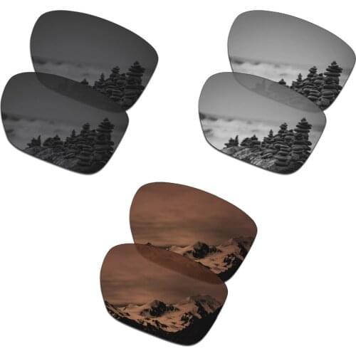 SmartVLT 3 Pairs Polarized Sunglasses Replacement Lenses for Oakley Sliver XL Stealth Black and Silver Titanium and Amber Brown
