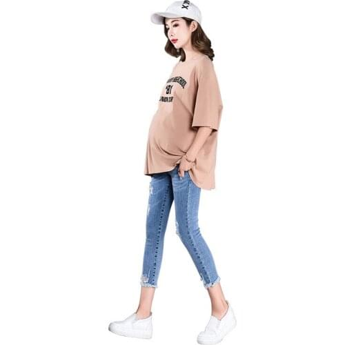 High Waist Belly Skinny Pencil Pants Clothes for Pregnant Women Pregnancy Length Summer Autumn Fashion Maternity Jeans