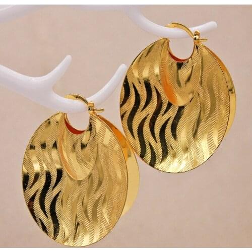 Hip Hop Trendy Gold Plated Copper Round Hoop Earrings For Women Girls Fashion Jewelry Acessories Wedding Party Birthday Gift