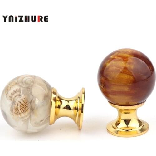 YNIZHURE Luxury Amber Shell Tiger Eye Gold Cupboard Pulls Drawer Knobs Door Window Handle Kitchen Furniture Handle Hardware