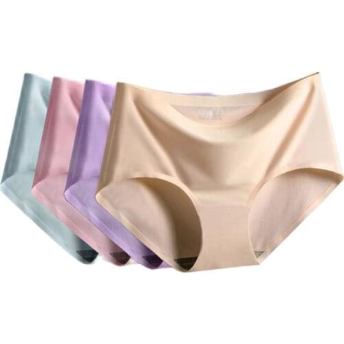 KYLIE PINK Woman Seamless Ice Silk Underwear Ladies Panties Thin Sexy Panties For Femail Traceless Crotch Of Cotton Briefs