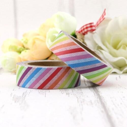 1 roll Washi Tape Paper Colorful Stripes DIY Masking tape Decorative Adhesive Tapes Scrapbooking Stickers Size 15mm*10m
