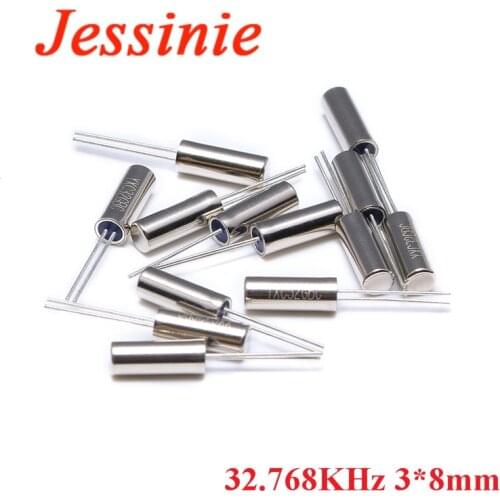 10pcs 32.768KHz Oscillator Quartz Crystal 32.768 KHZ 32.768K 3*8mm Cylinder Quartz Resonator 12.5pF ±10ppm