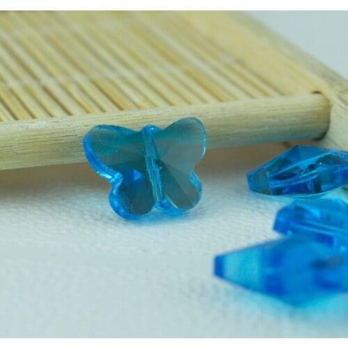 100pcs 12x14mm Lake Blue Butterfly Crystal Glass Beads Cute Loose BEADS For Jewelry Making Curtain Bracelet DIY Beads