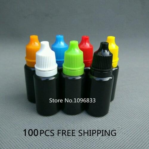 100pcs Empty Black Light-blocking Plastic Eye Dropper Bottle Liquid Bottle With Screw Lid Plastic Bottle Colirio Botella 10ML