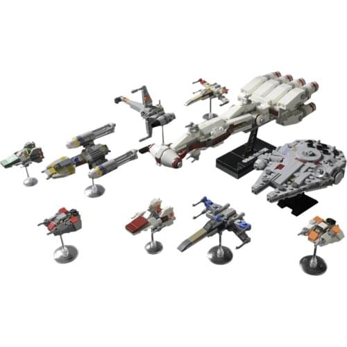 1125 PCS MOC Movie Series 56438 Space Aircraft Ship Falcon Building Blocks Modular Military Transportation Vehicles Block Model