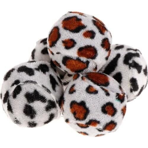 5pcs Plush Balls Leopard Interactive Play Funny Cat Dog Kitten Scratch Pet Toys Squeaky Sound Chew Bite