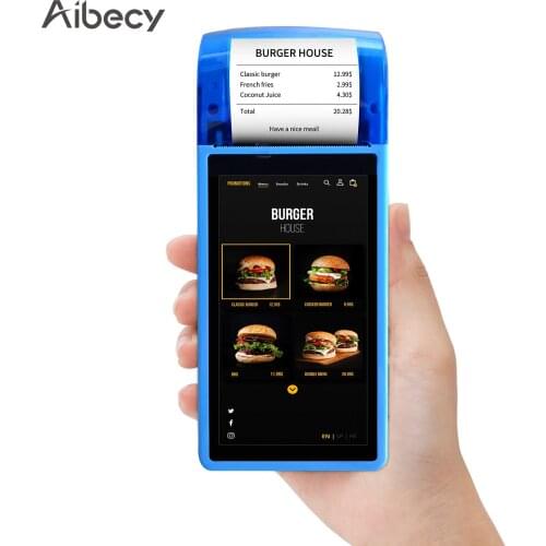 Aibecy Handheld POS Receipt Printer Android 7.0 PDA Terminal 1D/2D/QR Barcode Scanner 3G WiFi BT Communication