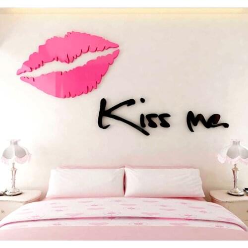 New arrival Kiss me Lips Acrylic wall stickers for Living room Bedroom DIY Wall stickers Home decor Fashion art wall decoration