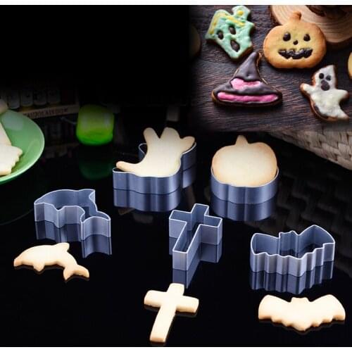 5Pieces Halloween Theme Aluminum Cookie Tools Cutters 3D Biscuit Press Sugar craft Kitchen Pastry Tools