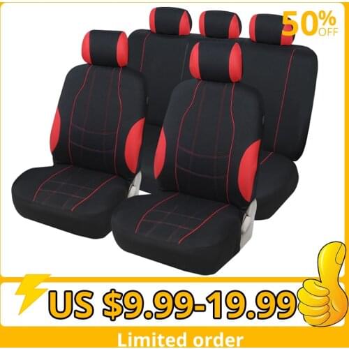 AUTOYOUTH Car Seat Covers Full Set 100% Breathable with 3 mm Composite Sponge Inside Airbag Compatible For Cars Black and Red