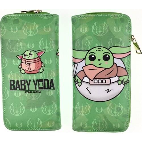 Disney Master Yoda Zipper PU Leather Wallet Coin Purse Star Wars Long and Short Card Case Wallet
