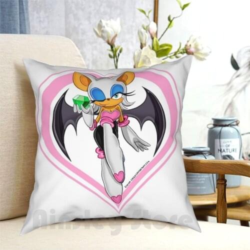 Made Of Hearts Pillow Case Printed Home Soft Throw Pillow Rouge Rouge The Bat The Hedgehog Heart Bat Gem Emerald Chaos
