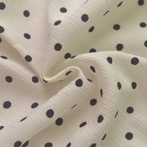 Black Wave Dot Crumpled Chiffon Fabric Sunscreen Shirt Han Clothing Shirt Dress Long Skirt Garment Fabric