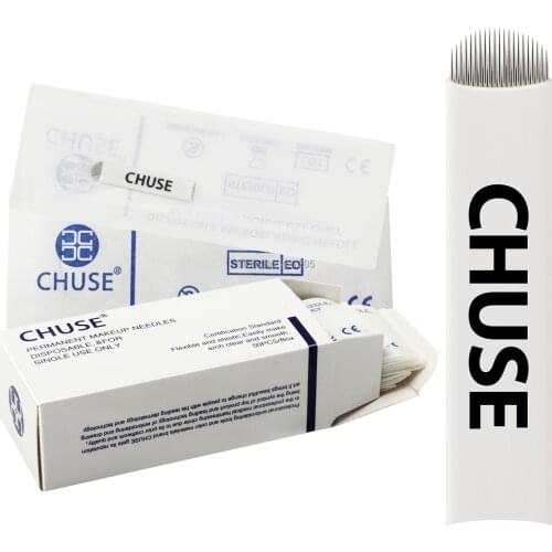 CHUSE A21 Permanent Makeup Needles Eyebrow Microblading Manual Curved Blades 21-Pins for Tattoo Machine and Pen 100Pcs/Lot