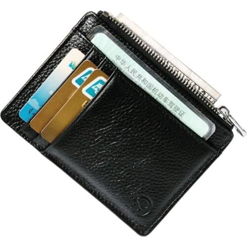 Genuine Leather Card Holder for Men Women Zipper Card Wallet Credit Cards Bag Male Lady Money Cash Clips Bank Cards Case