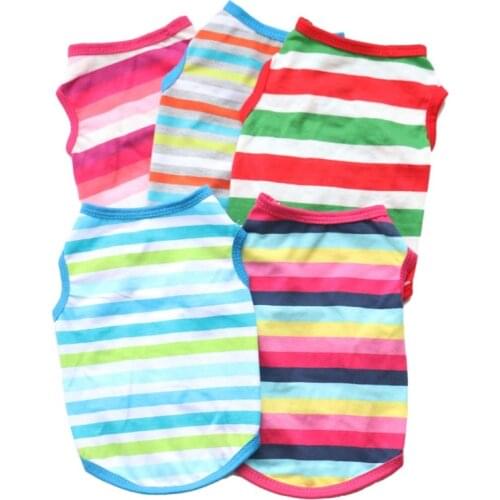 Pet Dog T-shirt Vest Dog Clothes Puppy Shirt Chihuahua Poodle Yorkshire Terrier Dog Clothes Pet Clothing Striped Shirt XS-L