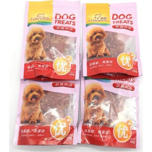 Pet Feeders For Dogs 100% Fresh Chicken Dogs Snacks 100g/piece Pet Food Feeders Clean Teeth Sesame Flavor Foods For Teddy Chihua
