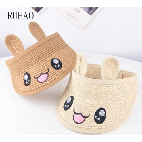 MAERSHEI 2019 Baby girls Summer Straw Sun Hat Adjustable Cute Sun Hat for Boys Girls Embroidery Visor Empty Top Cap beach hat