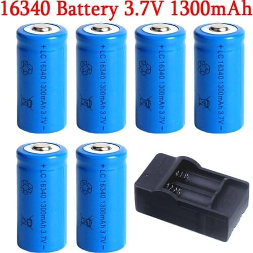 16340 1300mAh 3.7V Li-ion Rechargeable Batteries CR123A Battery For LED Flashlight Travel Wall Charger For 16340 CR123A Battery