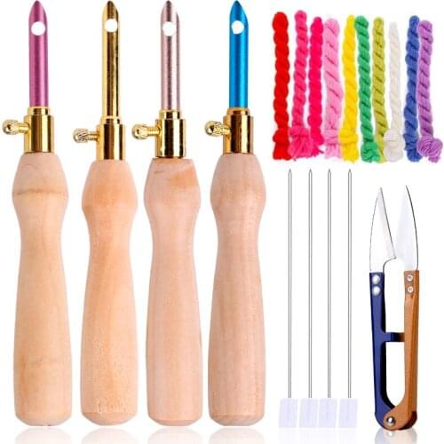 Imzay 19 Pcs Punch Needle Set Embroidery Kit With 10 Color Embroidery Floss Threader Scissor Embroidery Stitching Craft