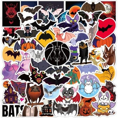 10/30/50PCS New Halloween Bat Graffiti Sticker Waterproof Luggage Laptop Scooter Water Cup Sticker Wholesale