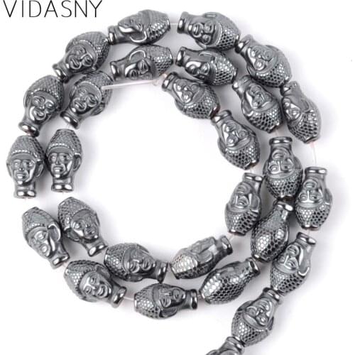 Natural Stone India Buddha Hematite Beads For Jewelry Making 14*9mm Spacer Loose Beads Diy Bracelet Necklace 15'' Wholesale