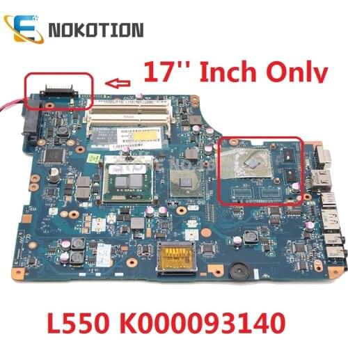 NOKOTION K000093140 NSWAA LA-5322P FOR Toshiba Satellite L500 L505 Laptop Motherboard 17 inch HM55 512MB GPU DDR3 free cpu