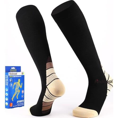 Findcool Medical Support Leg Shin Socks for Varicose Veins Compression Socks Wrap Leg Shaping for Men Women Knee Socks
