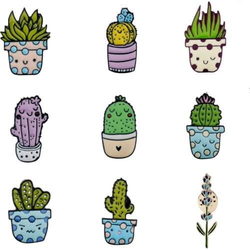 New Fashion Cactus Pins Creative Plant Brooch значки Shirt Bag Lapel Badge Enamel Pin for Gift